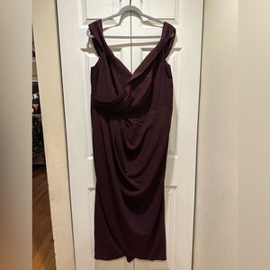 City Chic Rippled Love Ox Blood Wine Off Shoulder Formal Dress Plus Size 20 NEW!